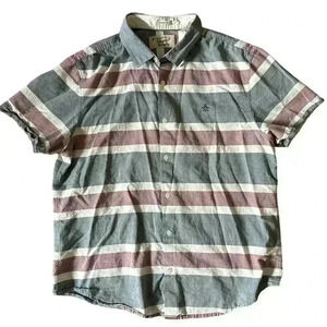 Original Penguin Red Blue Stripe Classic Fit Button Down Shirt Large